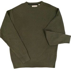 Mens Alex Cannon Crew Neck Cable Stitch Pullover Sweater Olive Green Size Large